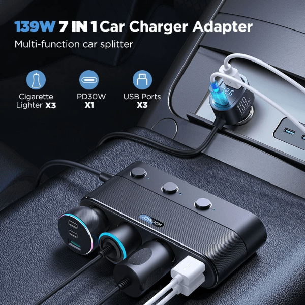 JOYROOM [Multi-Port car cigarette lighter splitter]